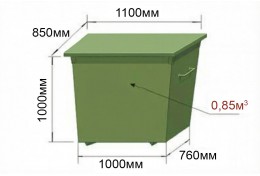 Контейнер металлический 0,85 м3 (евроформа) с крышкой 
