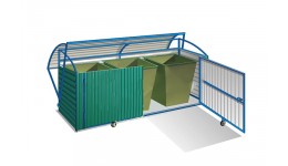 Контейнерная площадка для мусора с опрокидывающимся верхом на 3 контейнера